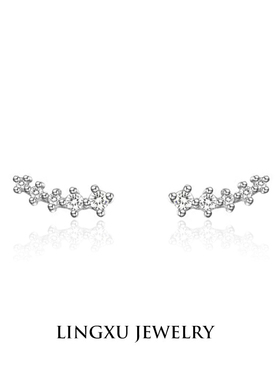 S925纯银流星小排钻闪亮小巧耳钉女简约睡觉不用摘耳饰养耳洞耳环