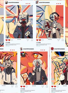 国拟透卡周边ch俄瓷美英法五常同人亚克力diy打卡拍照合影卡卡片