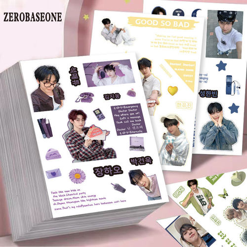 8张韩团zerobaseone高颜值切膜贴纸韩系ins风爱豆周边手账diy贴画