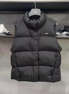 李宁女子羽绒马甲2025冬季新款健身系列宽松保暖鸭绒马甲AMRV124