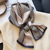 双面飘带窄围巾 洋气搭衬衫 真丝长条丝巾系脖高级感女2026新款 时尚