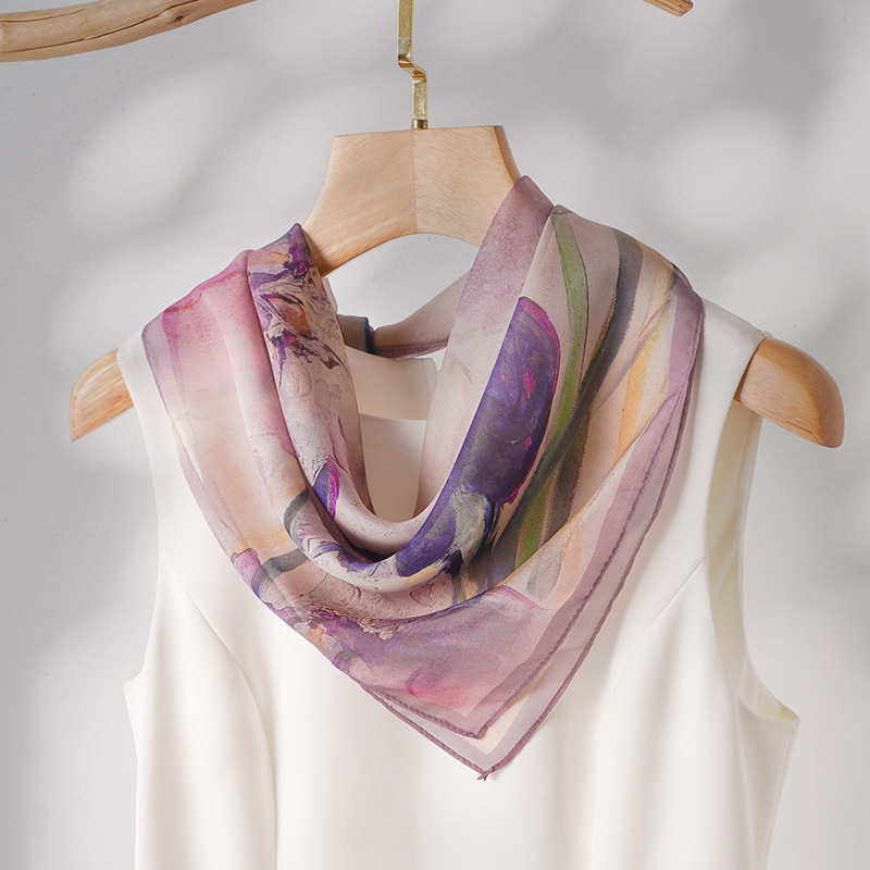 古风薯莨丝巾妈妈真丝方巾纱巾薄