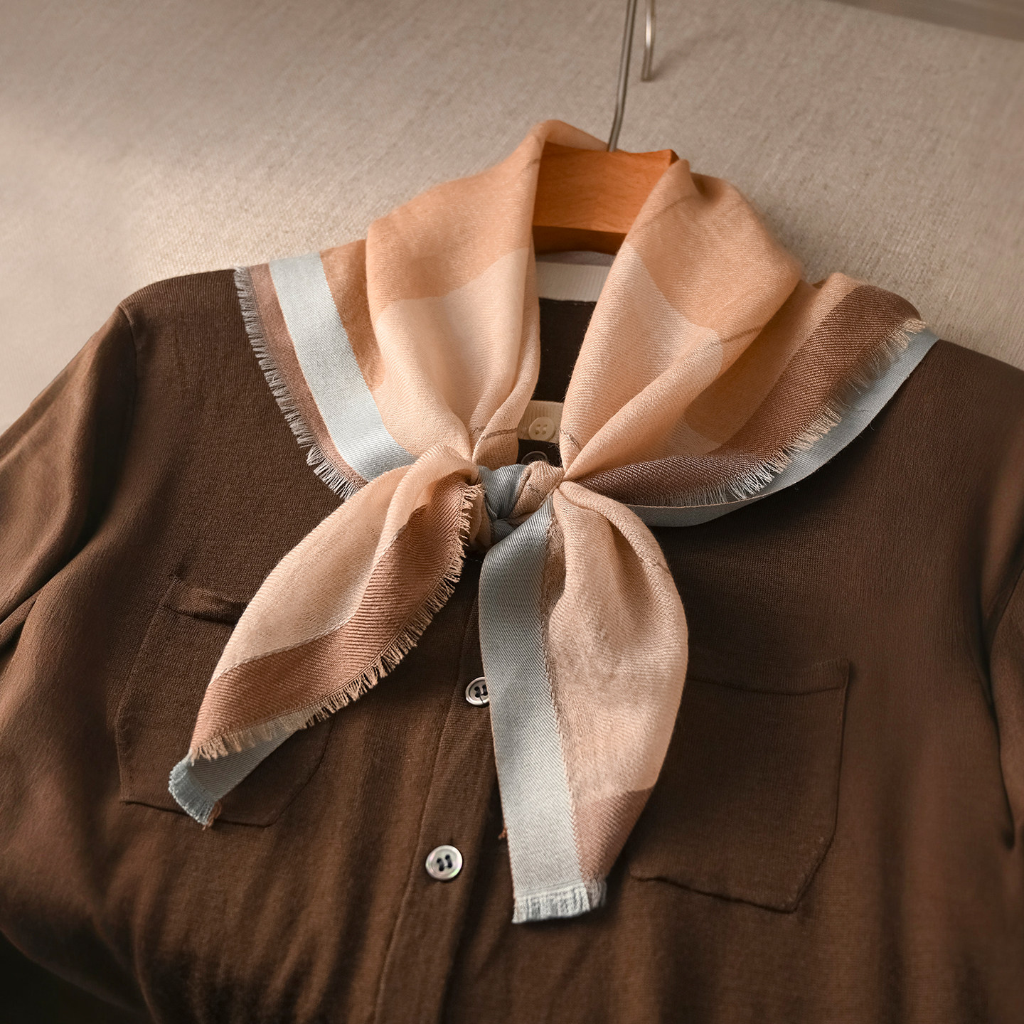 橙色薄款羊绒65方巾围巾女2026新款夏季高级感丝巾空调房披肩外搭