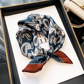 高级感护颈领巾短款 章若楠同款 真丝腰果花小方巾丝巾秋冬薄款 围巾