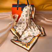 围巾妈妈送礼 护颈高级感薄款 真丝小方巾65丝巾系脖2026新款 礼盒装