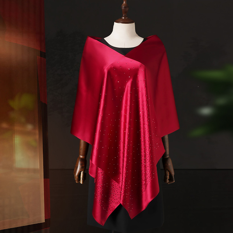 亮钻红色围巾婚礼宴丝巾旗袍披肩
