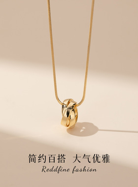 金色双环长款项链毛衣链轻奢高级感配饰女款新款装饰长款吊坠