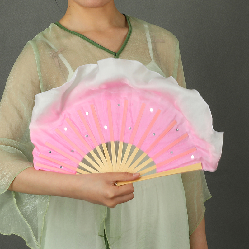 幼儿园儿童扇子真丝舞蹈扇红色