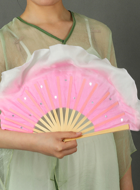 6寸红色扇子幼儿园儿童扇子真丝手绢云南花灯扇子六一儿童节道具