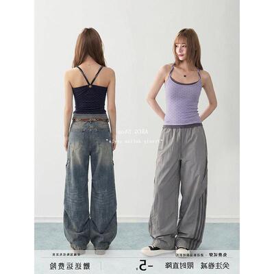 ARCG 紫色假两件波点吊带背心女夏季设计感外穿辣妹修身短款上衣