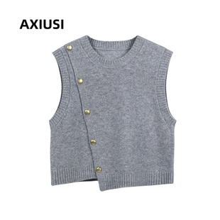 短款纯羊毛针织马甲女2025秋新款时髦洋气毛衣小个子叠穿外搭背心