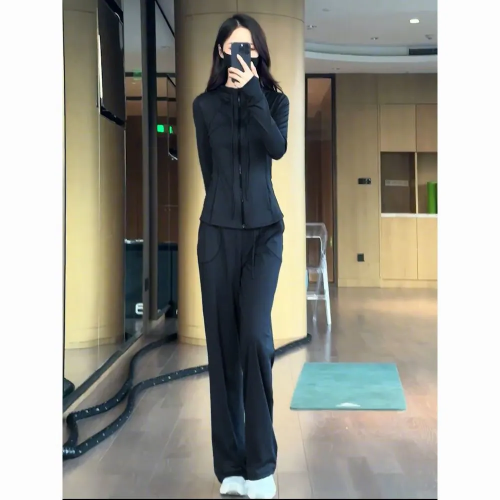 休闲运动套装女春秋2025年新款时尚洋气黑色跑步运动服两件套显瘦