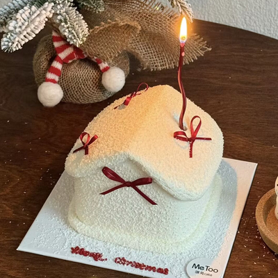 圣诞节0.3cm0.6cm1cm丝带芭蕾舞许愿蛋糕装饰酒红蝴蝶结雪松插件