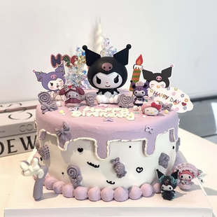 紫黑色酷洛米甜酷女孩糕装 饰插牌拱门亚克力糖果模具怕恰狗小女孩