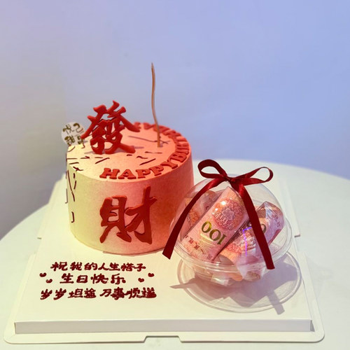 老公男士发财蛋糕装饰插件上司领导老爸长辈發財模具慕斯球男朋友