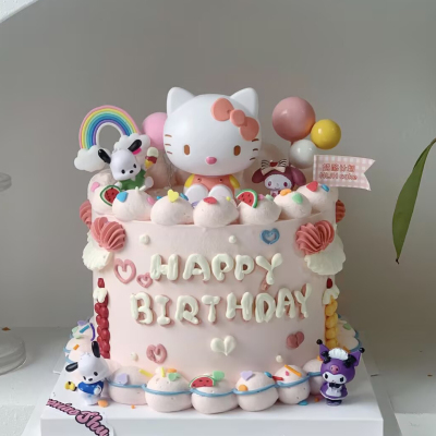 酷洛米猫咪糕装饰插牌怕恰狗爱心气球云朵拱门HB雨丝花朵软条