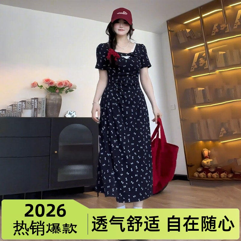 大尺码胖mm法式甜美碎花