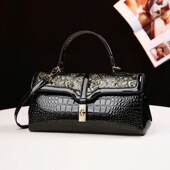 女包水桶包秋冬拼色女包2025新款 包包挂件高级感斜挎包