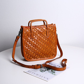 JUUZ LAN手工编织包女真皮高级感手提包复古小众设计单肩斜挎包