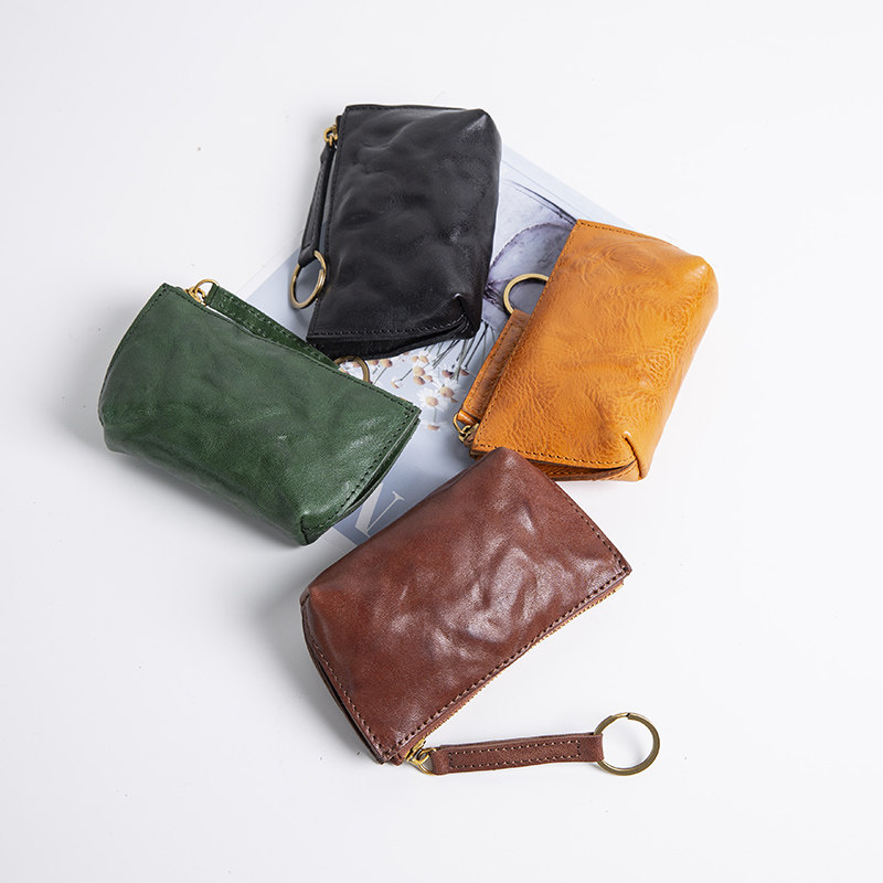 复古真皮零钱包女软皮迷你小钱包头层牛皮钥匙包收纳可爱小卡包
