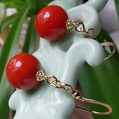 南红玛瑙圆珠耳环柿子红满色满肉14K包金耳坠原矿南红大耳饰新品