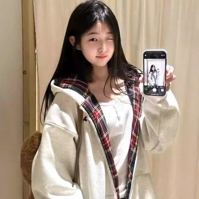 开衫设计感酒红色薄款卫衣韩版