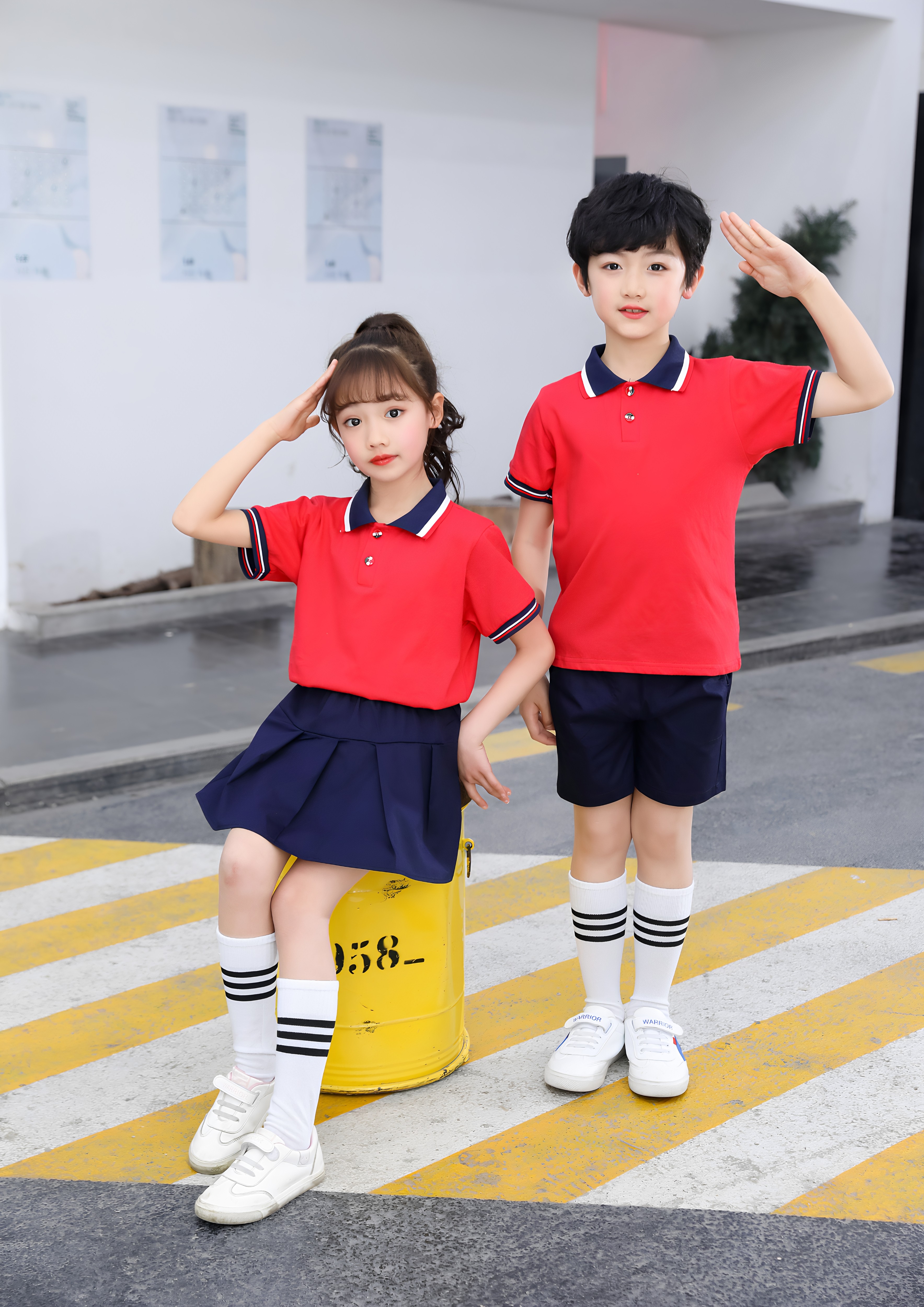 幼儿园园服夏季儿童校服套装红色