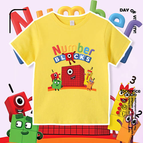 numberblocks数字积木t恤儿童衣服男女童纯棉短袖套装夏季ins童装