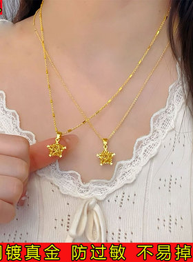 2025新款沙金织梦星爆闪碎冰冰镂空星星吊坠项链精致高级项链