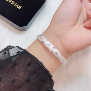 新款银满天星手镯女实心心经刻字实心款送妈妈母亲节礼物