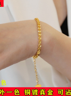 金色素链玖鸣铜镀金韩版925银女