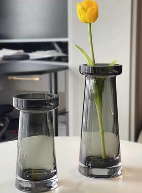 简约厚重仿琉璃灰色百搭高级感花瓶客厅卧室样板间民宿装饰摆件
