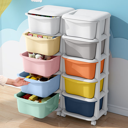 小推车置物架多层零食玩具可移动收纳架加厚塑料厨房卧室整理架子