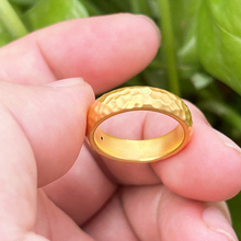 锤纹黄金戒指男女款999足金闭口指环水贝小克重纯金首饰生日礼物
