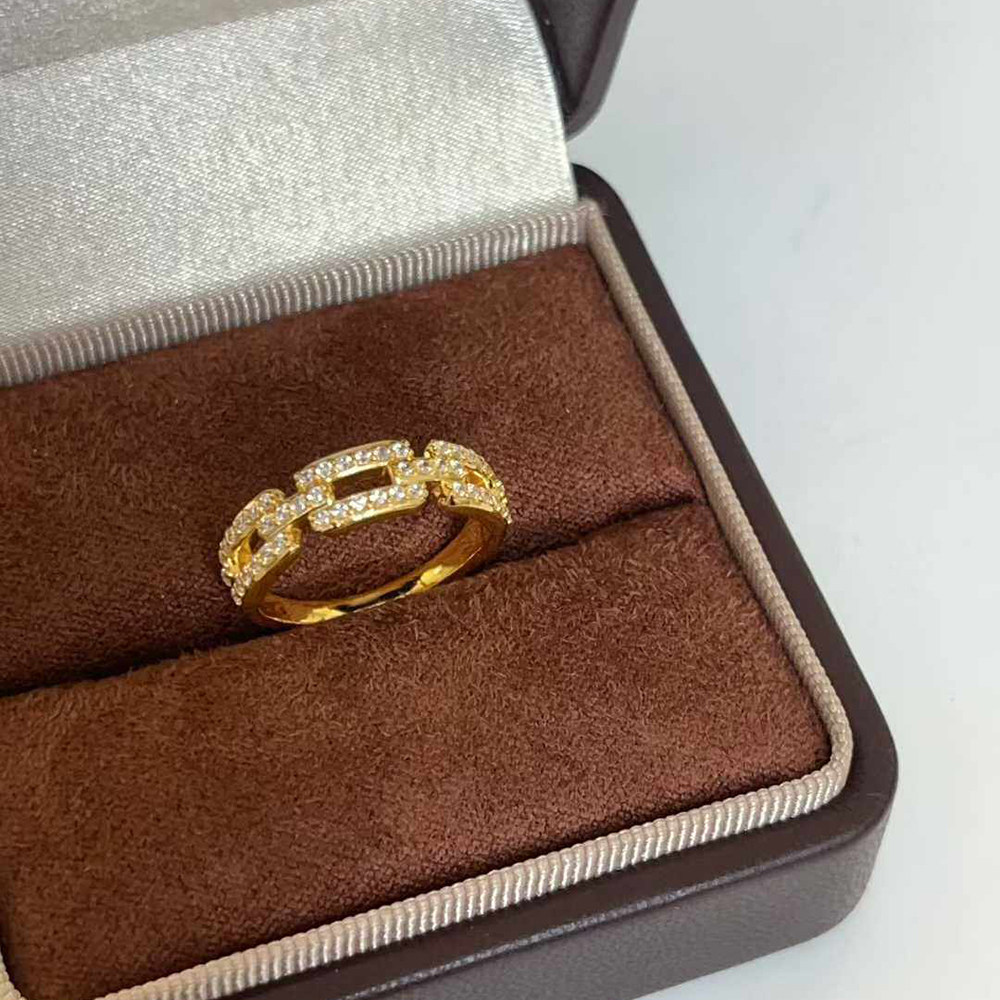 环环相扣黄金戒指999足金半圈莫桑钻女戒纯金链条指环水贝新款