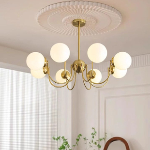 法式中古风客厅吊灯2025新款高端大气高级感主灯铜色卧室中山灯具