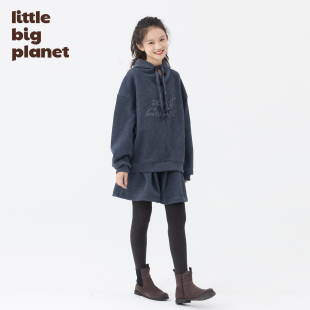 女童连帽卫衣 裙 半裙两件套 安本棉混纺加绒套装 小小大星球童装