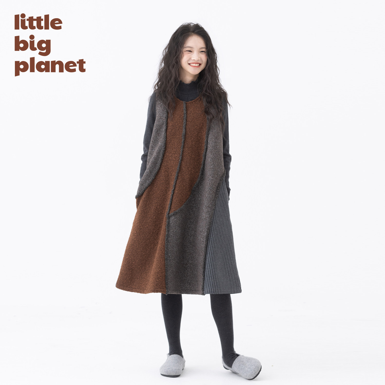 小小大星球童装 线条设计拼接毛呢背心裙 女童冬慵懒叠穿连衣裙,童装/婴儿装/亲子装,连衣裙,淘宝优惠券,粉丝福利购,淘宝优惠卷