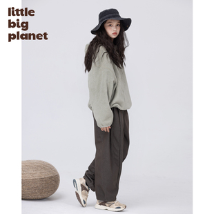 小小大星球童装 秋冬男女童解构廓形连帽上衣 双面摇粒绒360g卫衣