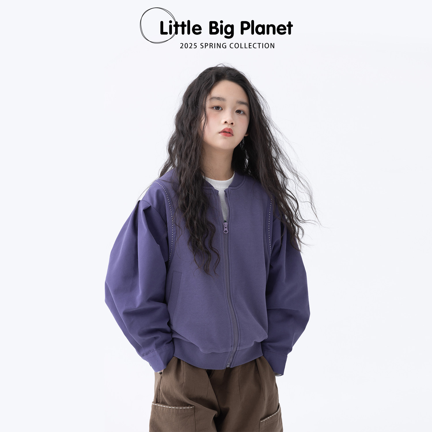 小小大星球奈雪紫结构拼接外套