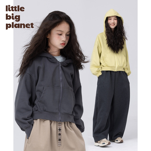 连帽卫衣 女童春秋短款 小小大星球童装 巴洛克混纺445g高克重外套