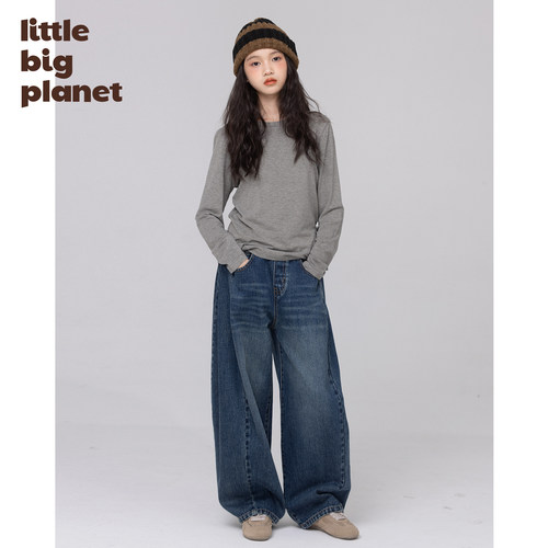 小小大星球全棉软糯水洗牛仔长裤