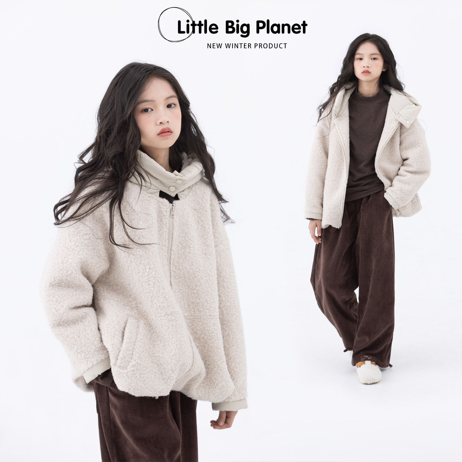 小小大星球童装 小众拼接羊羔毛连帽棉服 男女童冬日抽绳夹棉外套,童装/婴儿装/亲子装,普通外套,淘宝优惠券,粉丝福利购,淘宝优惠卷