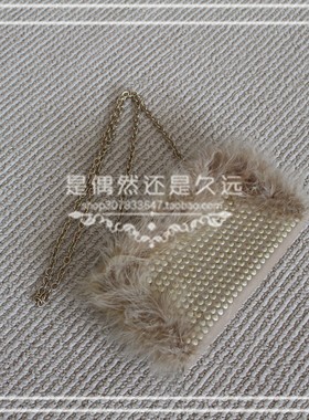 兔毛铆钉减龄单肩斜挎包
