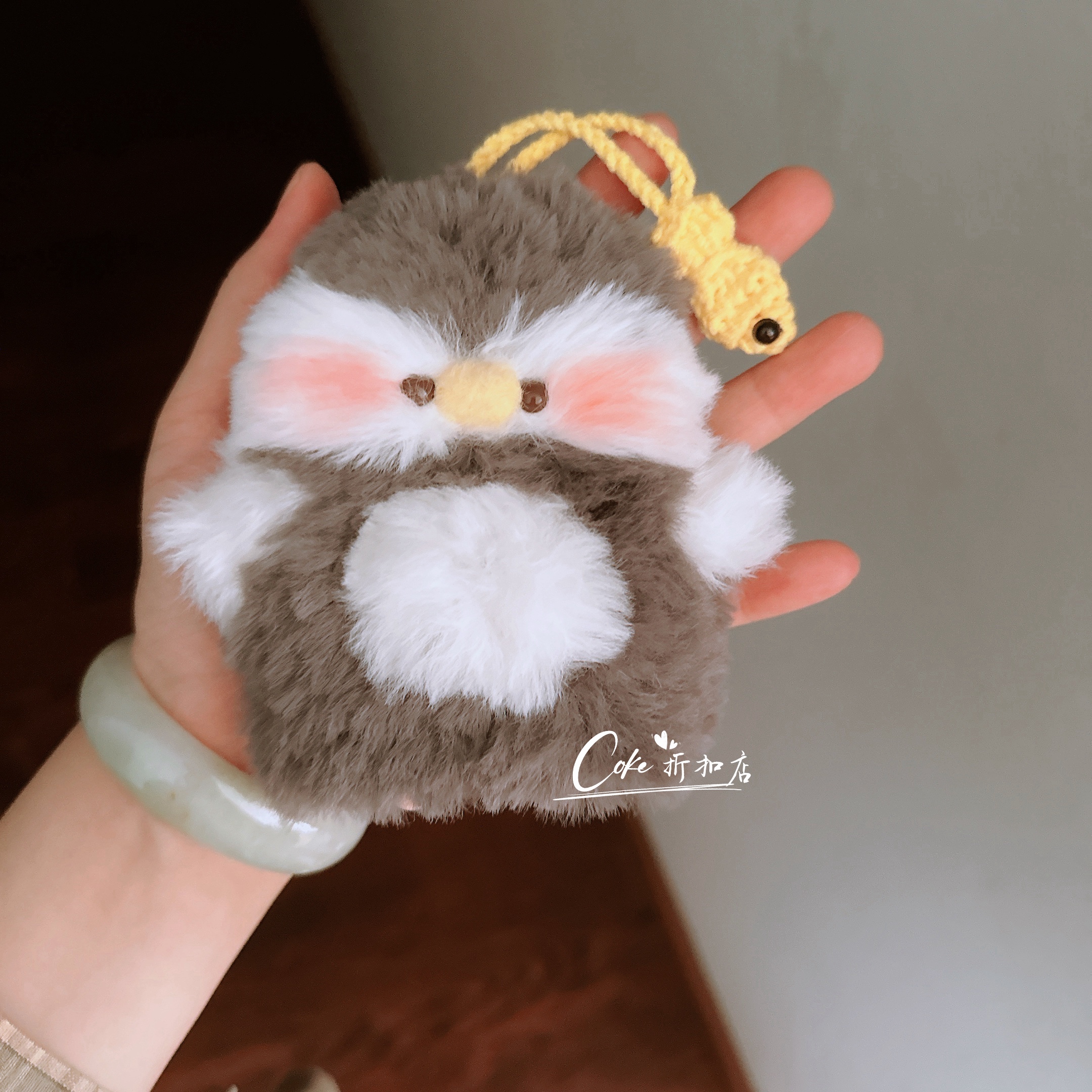 企鹅通用钥匙包可爱毛绒手工编织新款汽车电瓶车家用钥匙个性定制