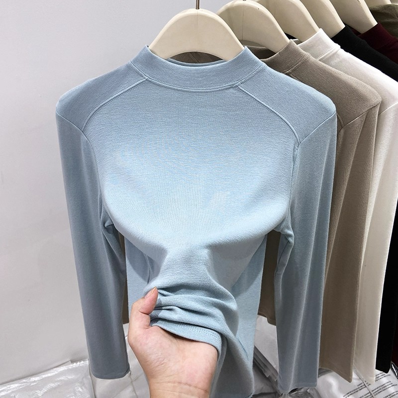 柔软面料春秋冬装立领打底衫新款