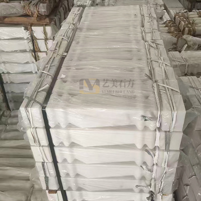 方形异形柱护栏广西白阳台扶梯栏杆天然大理石汉白玉护栏将军柱