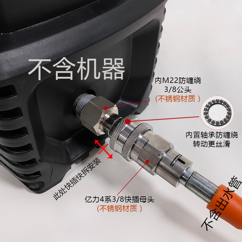 34系防缠绕快接家用亿力洗车机水管水枪接口改装转接快插绿田配件