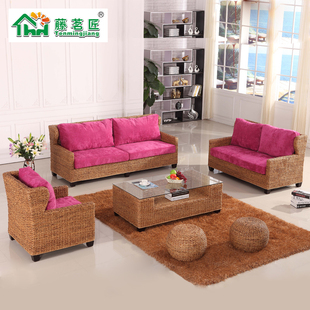 藤沙發(fā)五件套藤家具會(huì)所卡座特價(jià) 酒店餐廳客廳藤編沙發(fā)飯店桌藤椅