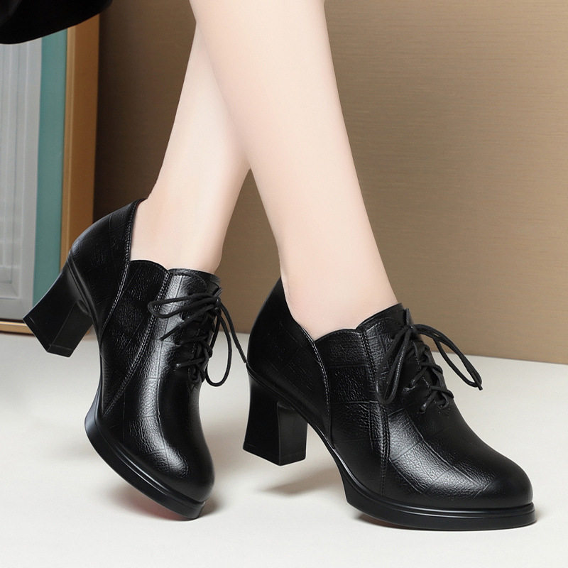 系带皮鞋女粗跟新款春季高跟鞋子软皮女鞋防水台尖头深口单鞋,运动鞋new,运动休闲鞋,淘宝优惠券,粉丝福利购,淘宝优惠卷